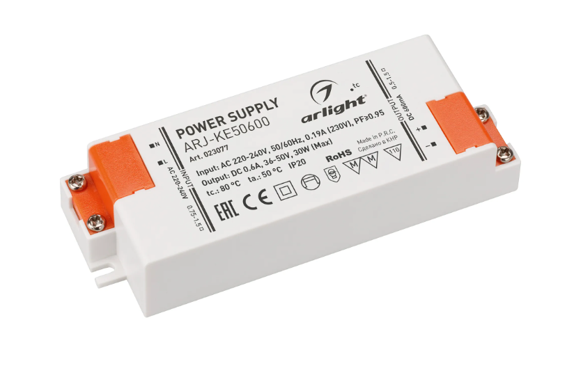 Блок питания Arlight ARJ-KE50600 30W, 600mA, PFC купить с доставкой по РФ