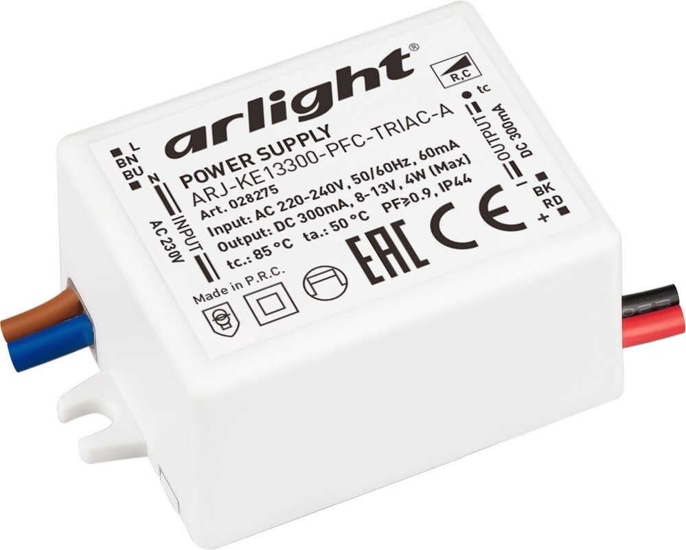 Блок питания Arlight ARJ-KE13300-PFC-TRIAC-A 4W, 300mA купить с доставкой по РФ