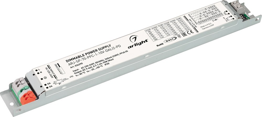 Блок питания Arlight ARJ-SP-70-PFC-1-10V-Dali2-PD 9-66V 70W IP20 0,7-1,4A 036290 купить с доставкой по РФ