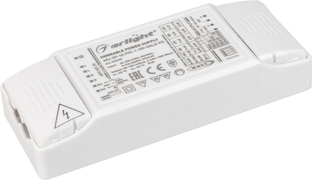 Блок питания Arlight ARJ-SP-10-PFC-1-10V-DALI2-PD 10W, 100-440mA купить с доставкой по РФ