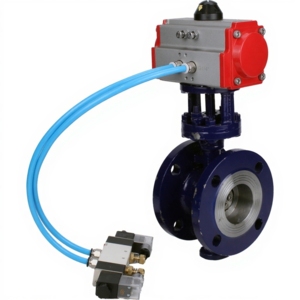 Затвор дисковый поворотный с тройным эксцентриситетом DN.ru WBV3EX-3432M-1W-F-ISO Ду65 Ру25 корпус - углеродистая сталь WCB, диск - нержавеющая сталь 316, уплотнение - METAL, с пневмоприводом DN.ru PA-SA-130 и пневмораспределителем DN.ru 4V320-10 ...