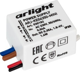 Блок питания Arlight ARJ-KE04350-Mini 1,8-4V 1,4W IP20 0,35A 030182