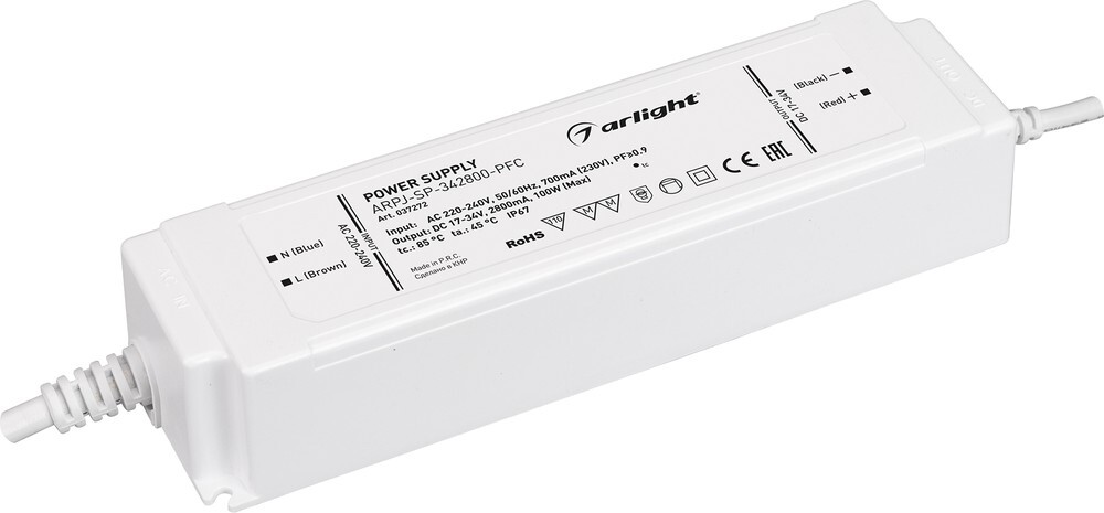 Блок питания Arlight ARPJ-SP-342800-PFC 17-34V 100W IP67 2,8A 037272 купить с доставкой по РФ