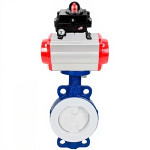 Затвор дисковый поворотный DN.ru WBV3434Pf-2W-Fb-R Ду150 Ру16 корпус - углеродистая сталь WCB, диск - углеродистая сталь WCB, футерованный PTFE, уплотнение - PTFE, с пневмоприводом DN.ru PA-DA-105 и БКВ DN.ru APL-410N EX