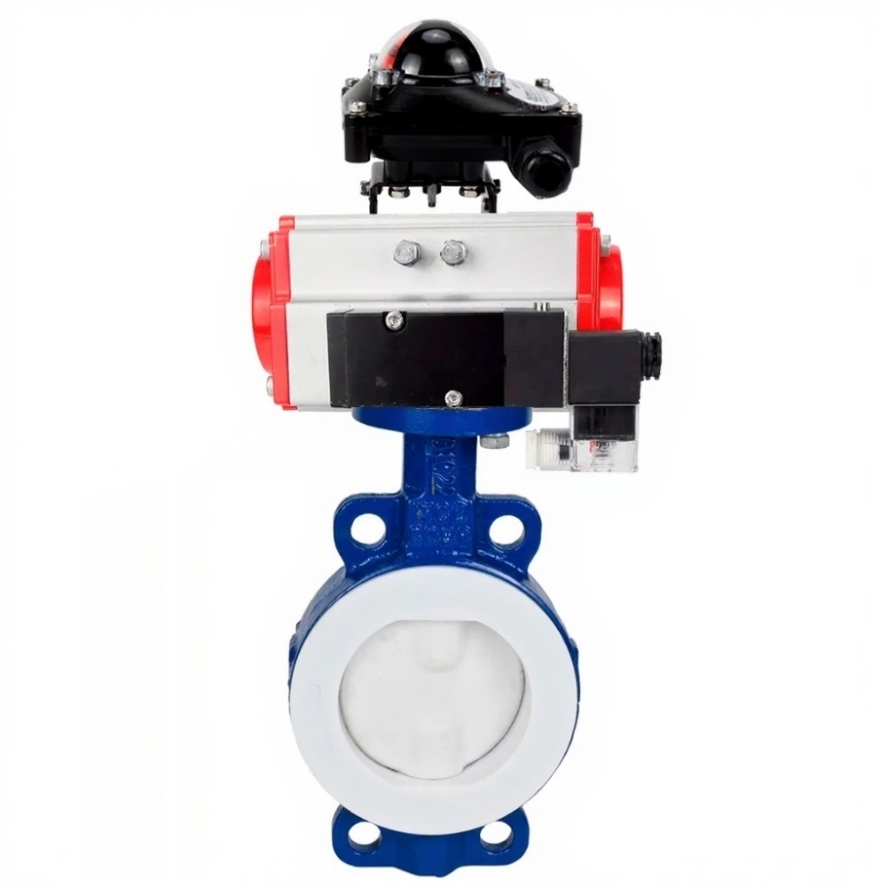 Затвор DN.ru WBV3434Pf-2W-Fb-H Ду80 Ру16 корпус - углеродистая сталь WCB, диск - углеродистая сталь WCB, футерованный PTFE, уплотнение - PTFE, с DN.ru PA-SA-105, 4М310-08 220В NAMUR и APL-210N купить с доставкой по РФ