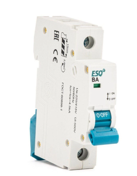 Автоматический выключатель ВА63C-10 B 2P 0040 2 полюсa, 40А ток к.з. 10кА хар-ка B ESQ купить с доставкой по РФ