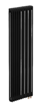 Трубчатый радиатор ТЕПЛОФОРТ трехтрубный, габаритная высота секции 1805 мм (межосевое расстояние 1730мм), 12 секций, нижнее подключение ½”, термовставка, цвет черный матт купить с доставкой по РФ