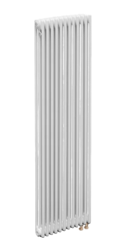 Трубчатый радиатор ТЕПЛОФОРТ трехтрубный, габаритная высота секции 1805 мм (межосевое расстояние 1730мм), 12 секций, нижнее подключение ½”, термовставка, цвет белый глянец