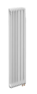 Трубчатый радиатор ТЕПЛОФОРТ трехтрубный, габаритная высота секции 1805 мм (межосевое расстояние 1730мм), 10 секций, нижнее подключение ½”, термовставка, цвет белый глянец купить с доставкой по РФ