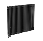 Трубчатый радиатор ТЕПЛОФОРТ трехтрубный, габаритная высота секции 575 мм (межосевое расстояние 500мм), 22 секций, нижнее подключение ½”, термовставка, цвет черный матт купить с доставкой по РФ