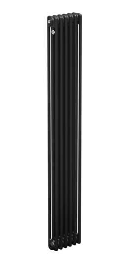 Трубчатый радиатор ТЕПЛОФОРТ двухтрубный, габаритная высота секции 1805 мм (межосевое расстояние 1730мм), 12 секций, нижнее подключение ½”, термовставка, цвет черный матт