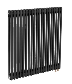 Трубчатый радиатор ТЕПЛОФОРТ двухтрубный, габаритная высота секции 575 мм (межосевое расстояние 500мм), 20 секций, нижнее подключение ½”, термовставка, цвет черный матт купить с доставкой по РФ