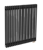 Трубчатый радиатор ТЕПЛОФОРТ двухтрубный, габаритная высота секции 575 мм (межосевое расстояние 500мм), 20 секций, нижнее подключение ½”, термовставка, цвет черный матт купить с доставкой по РФ