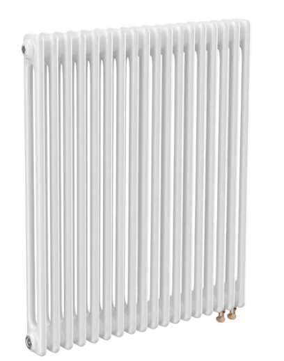 Трубчатый радиатор ТЕПЛОФОРТ двухтрубный, габаритная высота секции 575 мм (межосевое расстояние 500мм), 18 секции, нижнее подключение ½”, термовставка, цвет белый глянец купить с доставкой по РФ