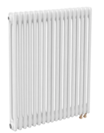 Трубчатый радиатор ТЕПЛОФОРТ двухтрубный, габаритная высота секции 575 мм (межосевое расстояние 500мм), 18 секции, нижнее подключение ½”, термовставка, цвет белый глянец купить с доставкой по РФ