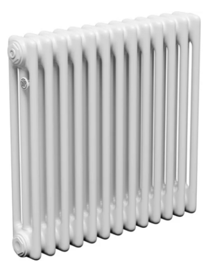 Трубчатый радиатор ТЕПЛОФОРТ двухтрубный, габаритная высота секции 575 мм (межосевое расстояние 500мм), 8 секций, нижнее подключение ½”, термовставка, цвет белый глянец