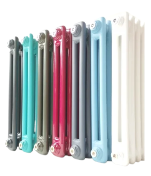 Трубчатый радиатор ТЕПЛОФОРТ двухтрубный, габаритная высота секции 575 мм (межосевое расстояние 500мм), 14 секций, боковое подключение 3/4”, цвет черный матт