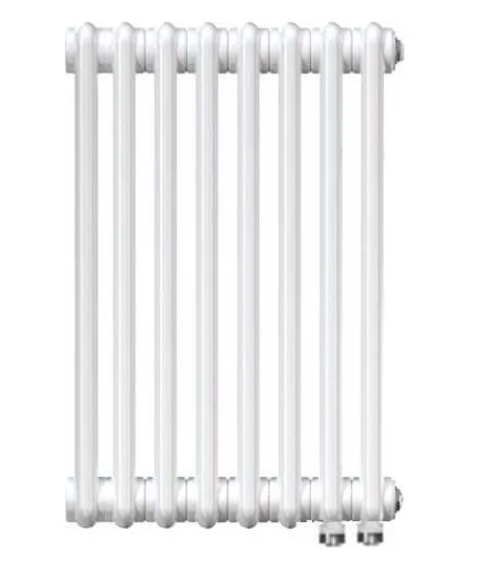 Трубчатый радиатор ТЕПЛОФОРТ трехтрубный, габаритная высота секции 575 мм (межосевое расстояние 500мм), 16 секций, нижнее подключение ½”, термовставка, цвет белый глянец купить с доставкой по РФ