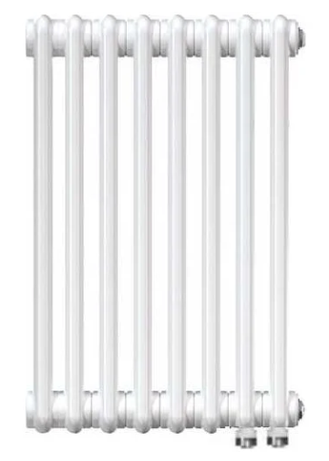 Трубчатый радиатор ТЕПЛОФОРТ трехтрубный, габаритная высота секции 575 мм (межосевое расстояние 500мм), 14 секций, нижнее подключение ½”, термовставка, цвет белый глянец купить с доставкой по РФ