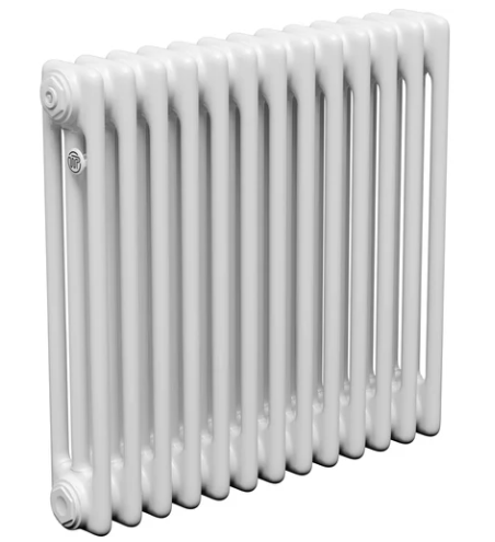 Трубчатый радиатор ТЕПЛОФОРТ трехтрубный, габаритная высота секции 375 мм (межосевое расстояние 300мм), 24 секции, боковое подключение 3/4”, цвет белый глянец купить с доставкой по РФ