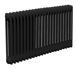 Трубчатый радиатор ТЕПЛОФОРТ трехтрубный, габаритная высота секции 375 мм (межосевое расстояние 300мм), 22 секций, боковое подключение 3/4”, цвет черный матт