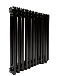 Трубчатый радиатор ТЕПЛОФОРТ трехтрубный, габаритная высота секции 375 мм (межосевое расстояние 300мм), 14 секций, боковое подключение 3/4”, цвет черный матт