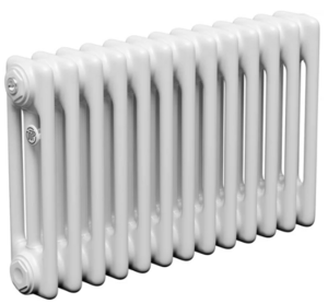 Трубчатый радиатор ТЕПЛОФОРТ трехтрубный, габаритная высота секции 375 мм (межосевое расстояние 300мм), 12 секций, боковое подключение 3/4”, цвет белый глянец