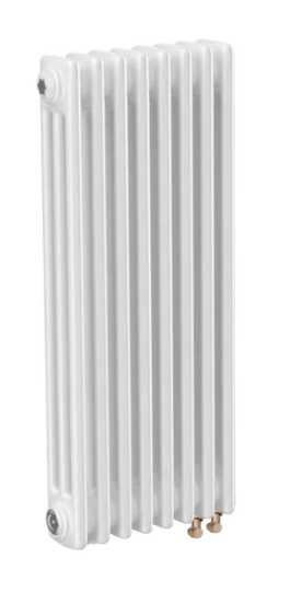 Трубчатый радиатор ТЕПЛОФОРТ трехтрубный, габаритная высота секции 575 мм (межосевое расстояние 500мм), 8 секций, нижнее подключение ½”, термовставка, цвет белый глянец