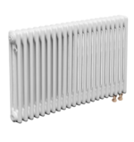 Трубчатый радиатор ТЕПЛОФОРТ трехтрубный, габаритная высота секции 575 мм (межосевое расстояние 500мм), 22 секций, нижнее подключение ½”, термовставка, цвет белый глянец купить с доставкой по РФ