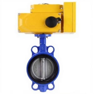 Затвор дисковый поворотный для абразивных сред DN.ru WBV1632E-2W-Fb-H Ду40 Ру16, корпус - чугун QT450, диск - нержавеющая сталь 316L, уплотнение - EPDM, с электроприводом DN.ru QT-N-005EM-B1-220VAC-У1 (0-10В)