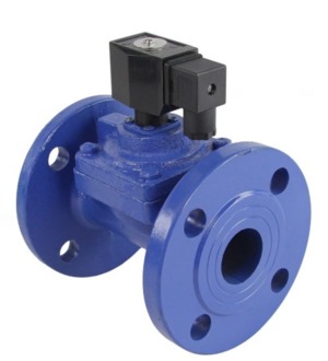 Клапан электромагнитный DN.ru VS610-EF-NC-220VAC Ду40 Ру10, соленоидный двухходовой, корпус - чугун, уплотнение - EPDM, фланцевый, нормально-закрытый, пилотный, катушка - 220В DAR