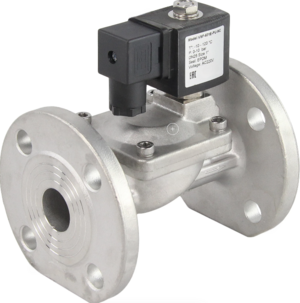 Клапан электромагнитный DN.ru VS631-EF-NC-24VDC Ду32 Ру10, соленоидный двухходовой, корпус - нержавеющая сталь 304, уплотнение - EPDM, фланцевый, нормально-закрытый, пилотный, катушка - 24В DAR