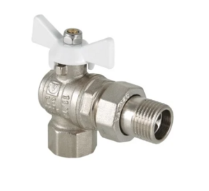 Кран шаровой VALTEC BASE угловой с полусгоном и белой ручкой