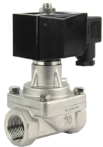 Клапан электромагнитный DN.ru VS1031-PT-NC-220VAC 1 1/2" Ду40 Ру0.4-16 соленоидный двухходовой поршневой. корпус - нержавеющая сталь 304. уплотнение - PTFE. резьбовой. пилотного действия. нормально закрытый. катушка - 220В купить с доставкой по РФ