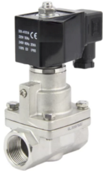 Клапан электромагнитный DN.ru VS1031-PT-NC-220VAC 1" Ду25 Ру0.4-16 соленоидный двухходовой поршневой. корпус - нержавеющая сталь 304. уплотнение - PTFE. резьбовой. пилотного действия. нормально закрытый. катушка - 220В купить с доставкой по РФ