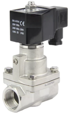 Клапан электромагнитный DN.ru VS1031-PT-NC-220VAC 1 1/4" Ду32 Ру0.4-16 соленоидный двухходовой поршневой. корпус - нержавеющая сталь 304. уплотнение - PTFE. резьбовой. пилотного действия. нормально закрытый. катушка - 220В