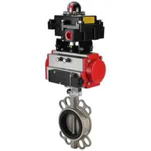 Затвор дисковый поворотный DN.ru WBV3131V-2W-Fb-H Ду150 Ру16, корпус - нержавеющая сталь 304, диск - нержавеющая сталь 304, уплотнение - VITON, с пневмоприводом DN.ru PA-SA-160, пневмораспределителем DN.ru 4M310-08 24В и БКВ DN.ru APL-510N EX