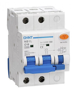 Диф. авт. выкл. CHINT NB1L 2P C16 30mA тип A 10kA (54mm) (R)