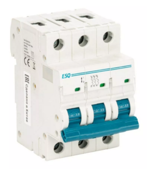 Автоматический выключатель ESQ ВА63C-10 C 3P 0025 3 полюсa, 25А ток к.з. 10кА хар-ка C