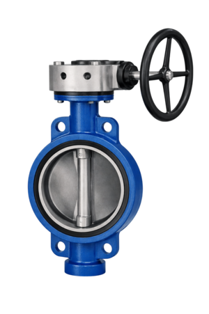 Затвор поворотный дисковый с проушинами ИНТЕРАРМ Ду 500 Ру 6, корпус - углеродистая сталь WCB, диск - нержавеющая сталь CF8, седловое уплотнение - EPDM