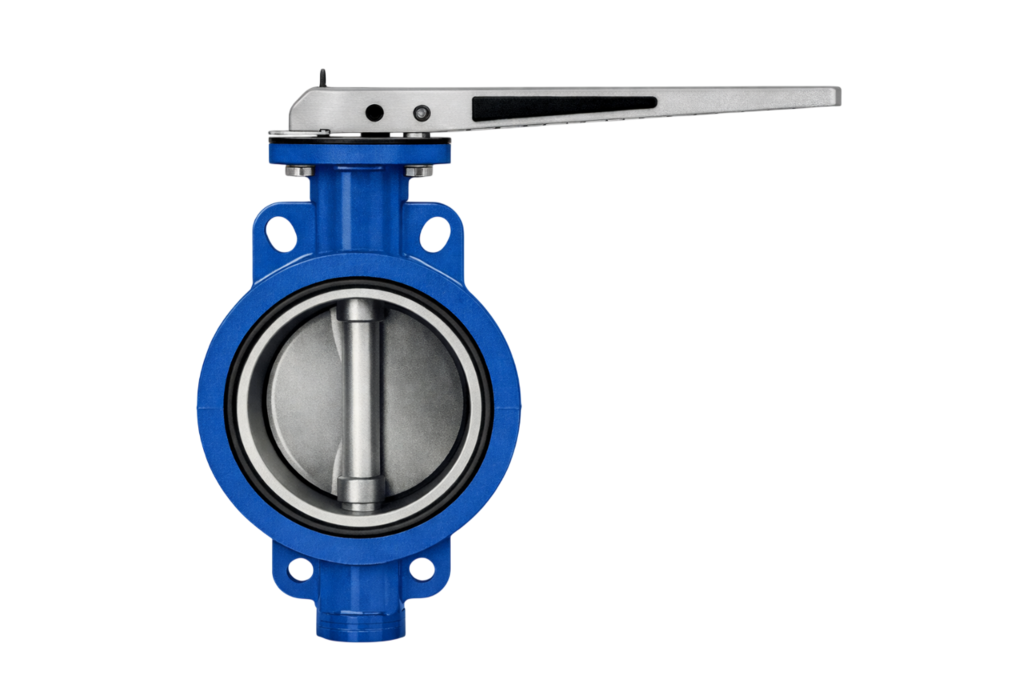 Затвор поворотный дисковый межфланцевый ИНТЕРАРМ Ду 80 Ру 16, корпус - высокопрочный чугун ВЧШГ, диск - высокопрочный чугун ВЧШГ, седловое уплотнение - EPDM купить с доставкой по РФ