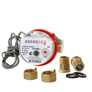 Счётчик учёта горячей воды ENBRA EV-AM1i L80 D15 B, с импульсным выходом, со сгонами