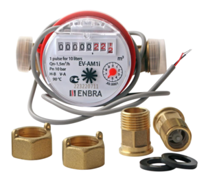 Счётчик учёта горячей воды ENBRA EV-AM1i L110 D15 B, с импульсным выходом, со сгонами