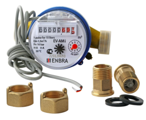 Счётчик учёта холодной воды ENBRA EV-AMi L110 D15 B, с импульсным выходом, со сгонами