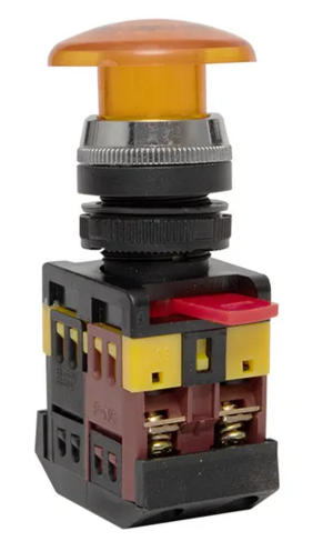 Кнопка EKF PROxima AELA-22 'Грибок' желтая с подсветкой NO+NC 24В