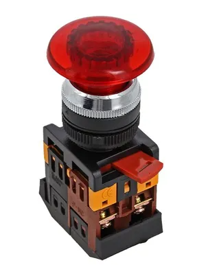 Кнопка EKF AELA-22 красная с подсветкой NO+NC 380В Грибок