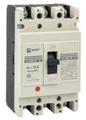 Выключатель автоматический EKF ВА-99М 100/32А 3P 35кА с электромагнитным расцепителем