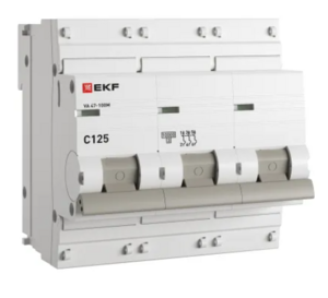 Выключатель автоматический EKF 3P 125А характеристика С 10kA ВА 47-100M с электромагнитным расцепителем