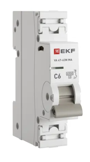 Выключатель автоматический EKF ВА 47-63N MA 1P 6А (C) 6кА без теплового расцепителя