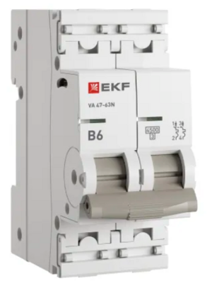 Выключатель автоматический EKF ВА 47-63N 2P 6А (В) 4,5 кА